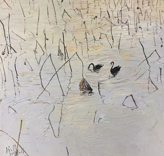 张鸿然作品4 油画《镜》系列之一  30X30cm 2019年